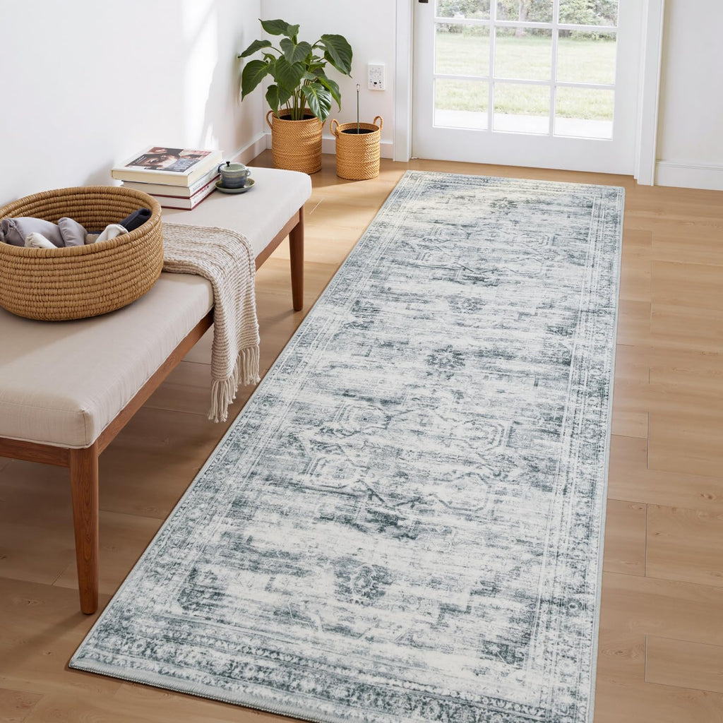 Vesper Collection · Grey Blue Washable Area Rug