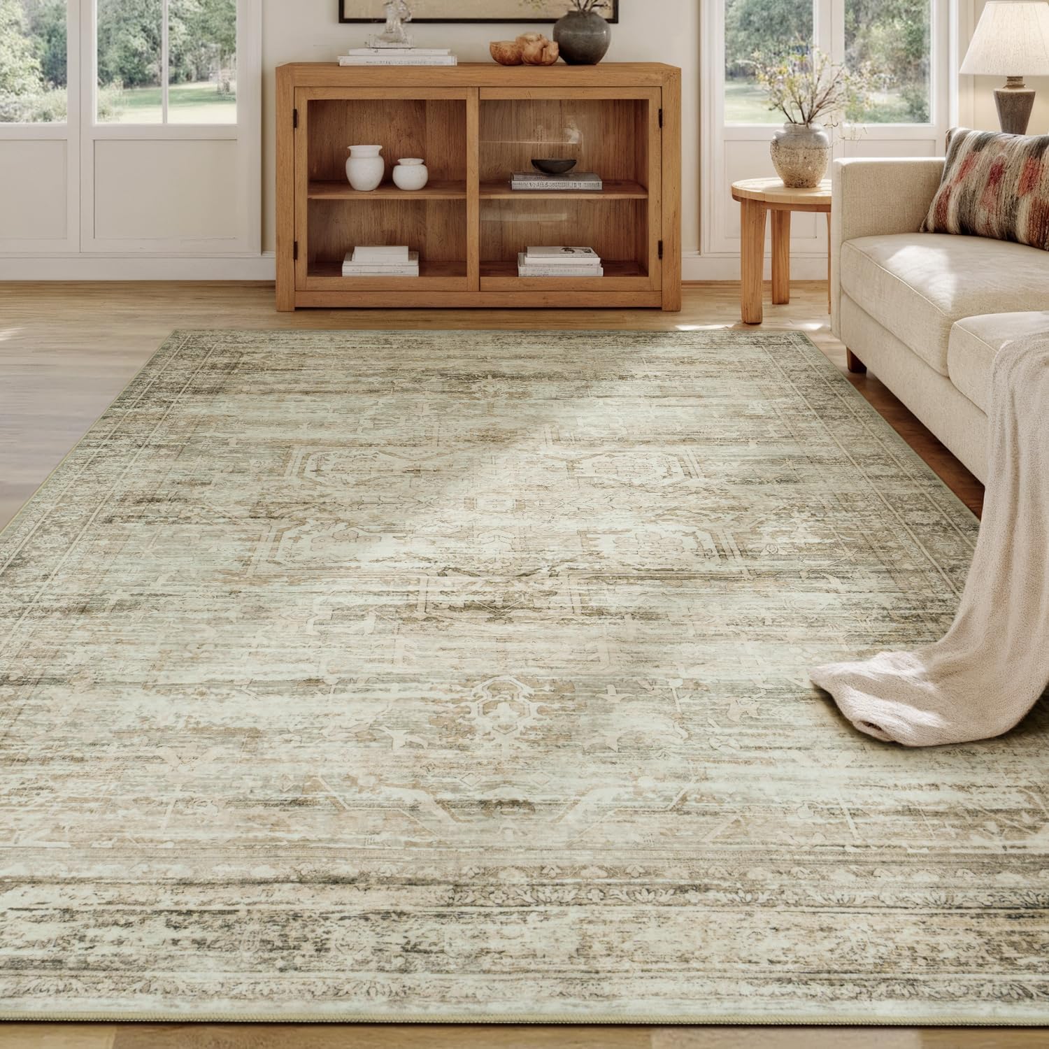 Vesper Collection · Beige Washable Area Rug