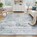 Vesper Collection · Grey Blue Washable Area Rug
