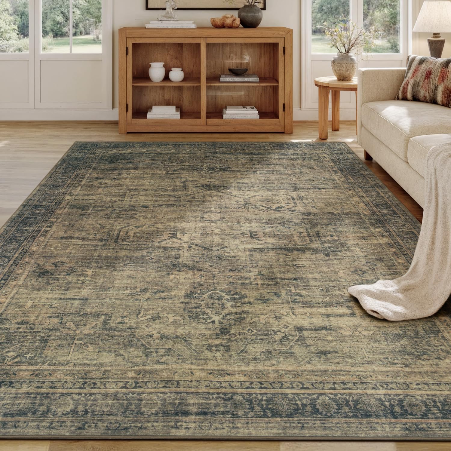 Vesper Collection · Brown Washable Area Rug