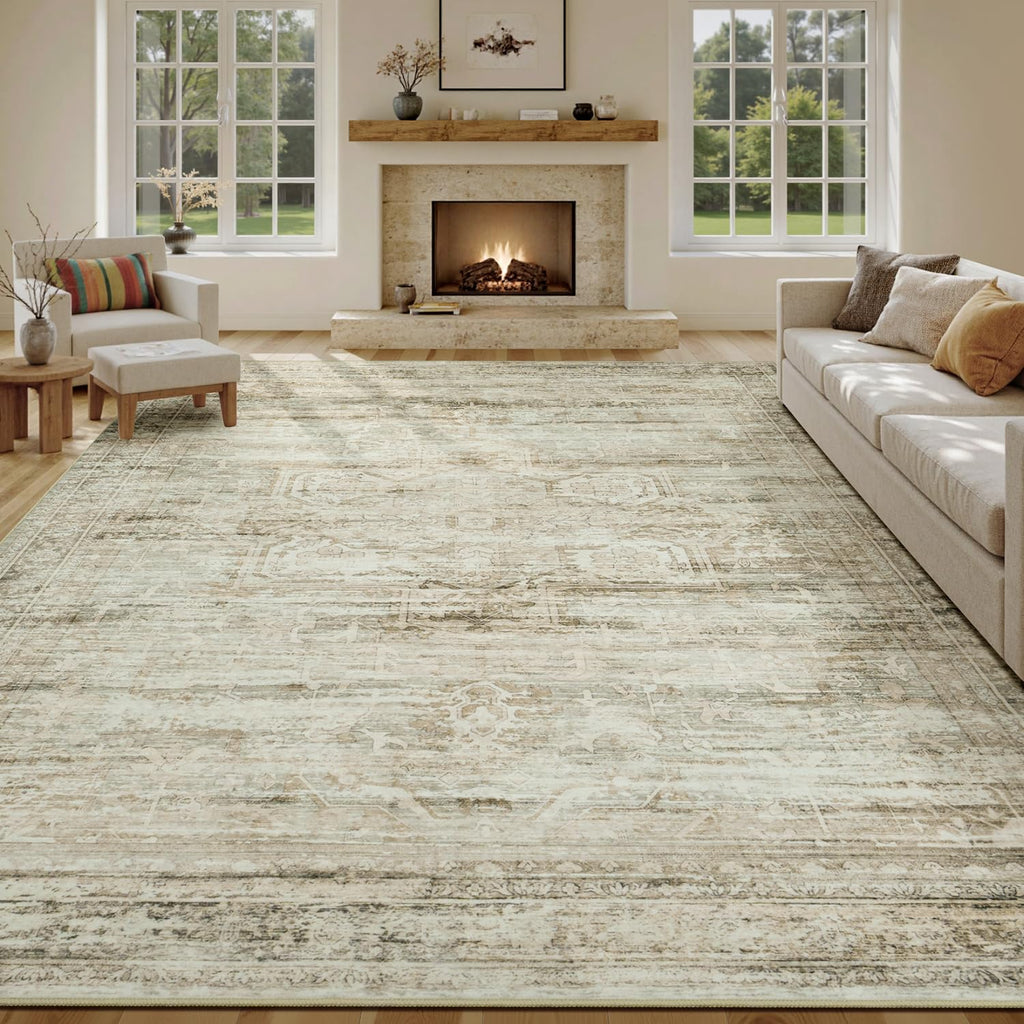Vesper Collection · Beige Washable Area Rug