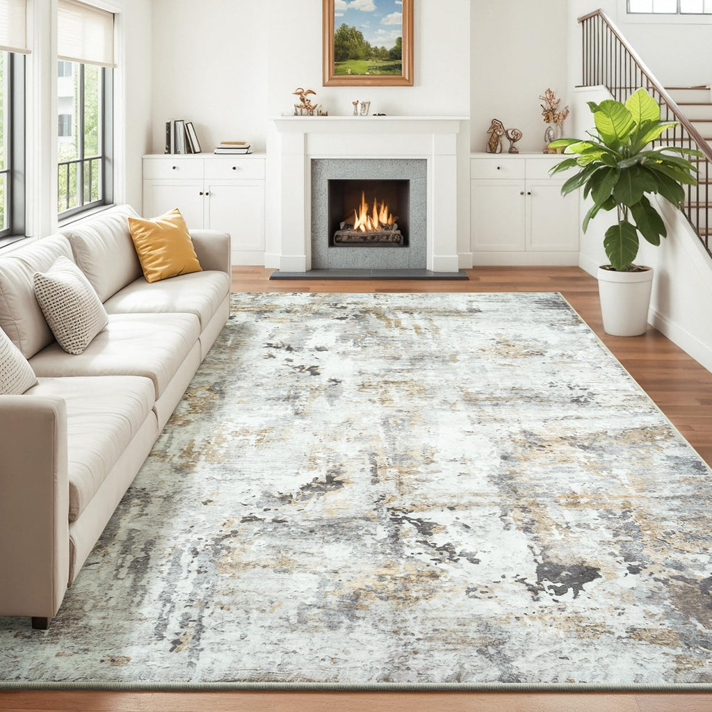 Speckle Collection · Brown Grey Washable Area Rug