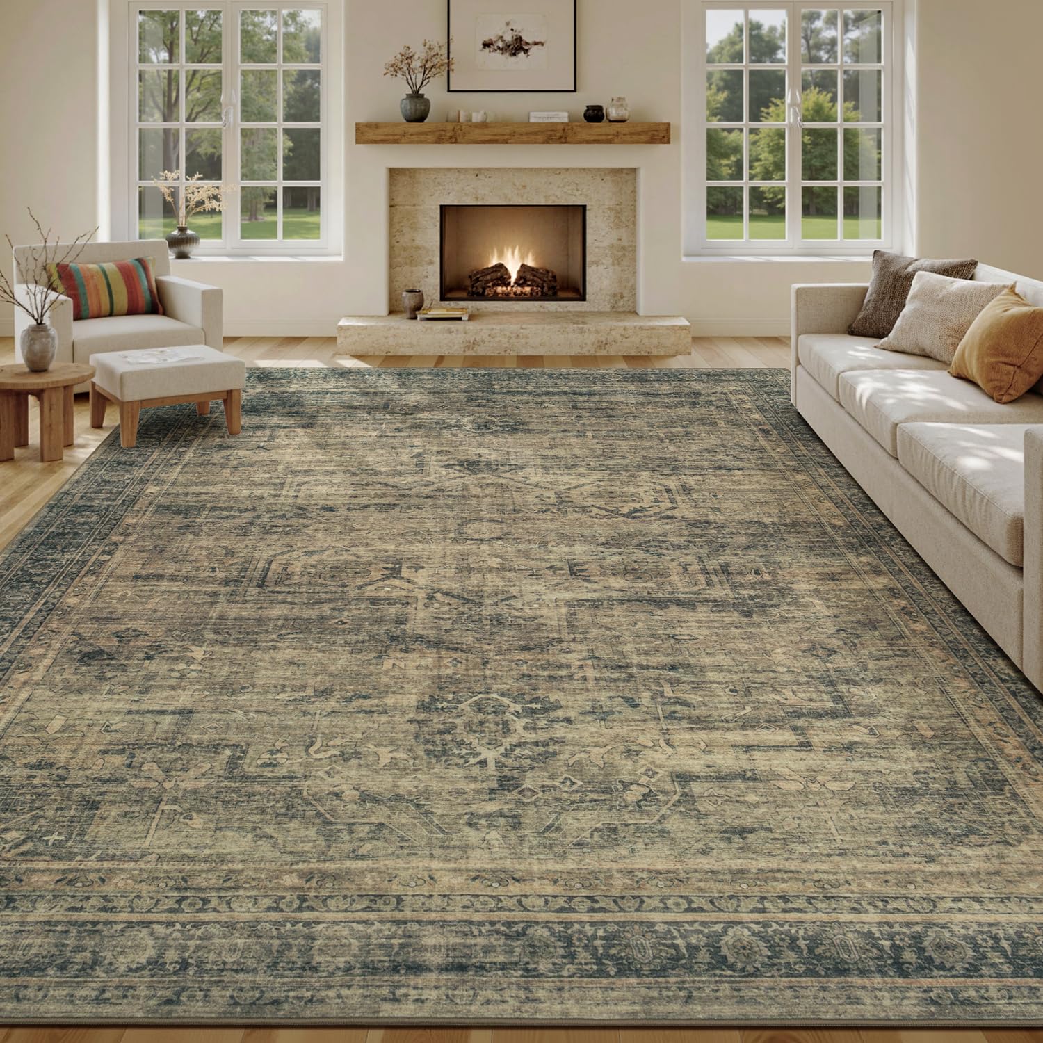 Vesper Collection · Brown Washable Area Rug