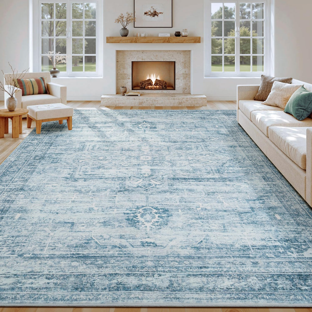 Vesper Collection · Blue Washable Area Rug