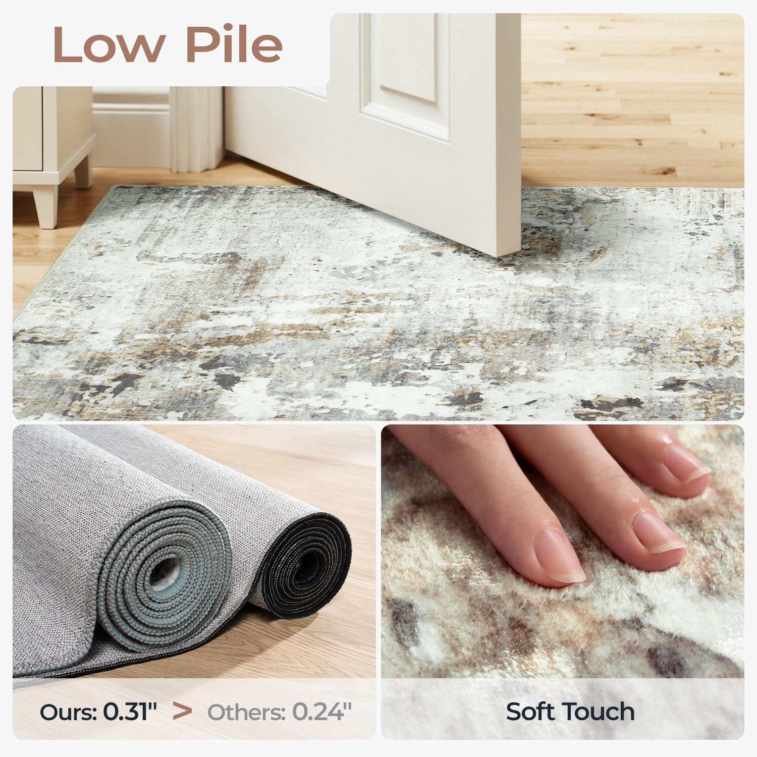 Speckle Collection · Brown Grey Washable Area Rug