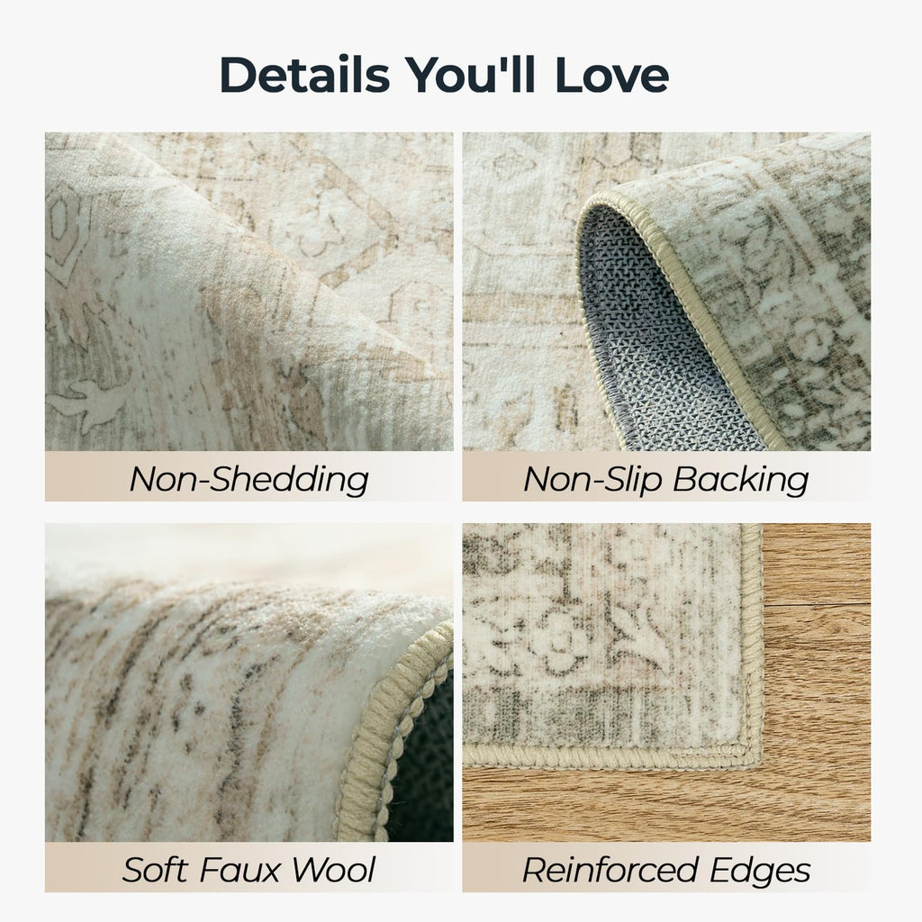 Vesper Collection · Beige Washable Area Rug