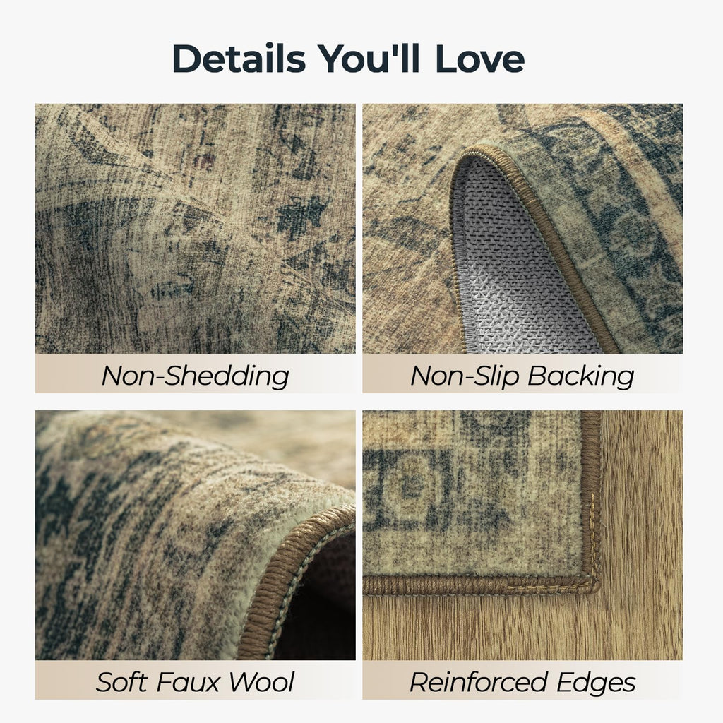 Vesper Collection · Brown Washable Area Rug