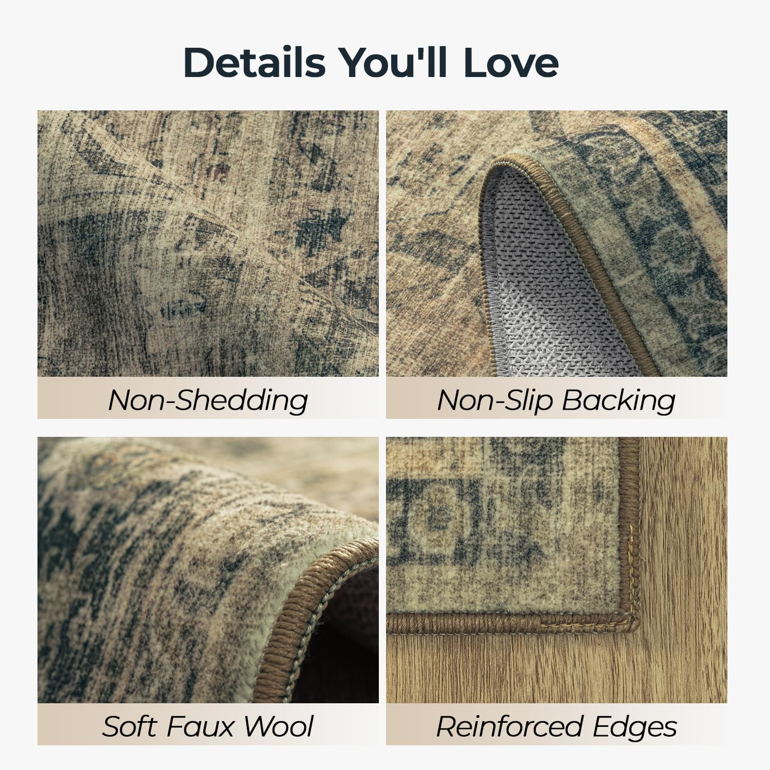 Vesper Collection · Brown Washable Area Rug