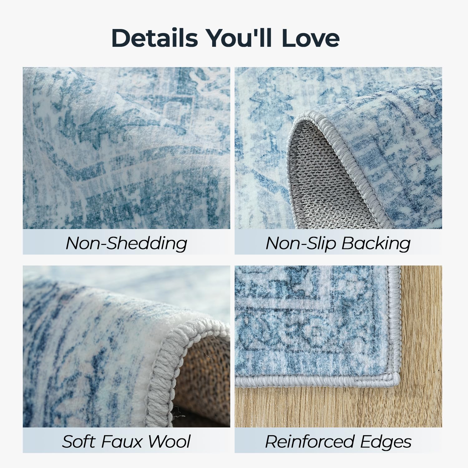 Vesper Collection · Blue Washable Area Rug