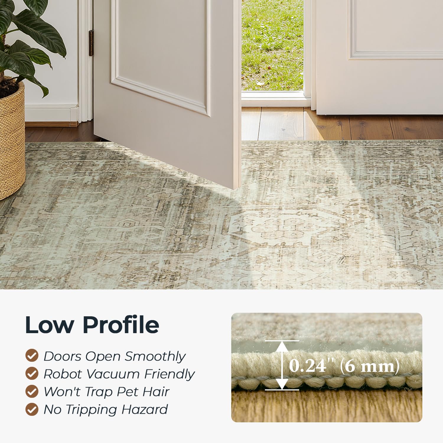 Vesper Collection · Beige Washable Area Rug