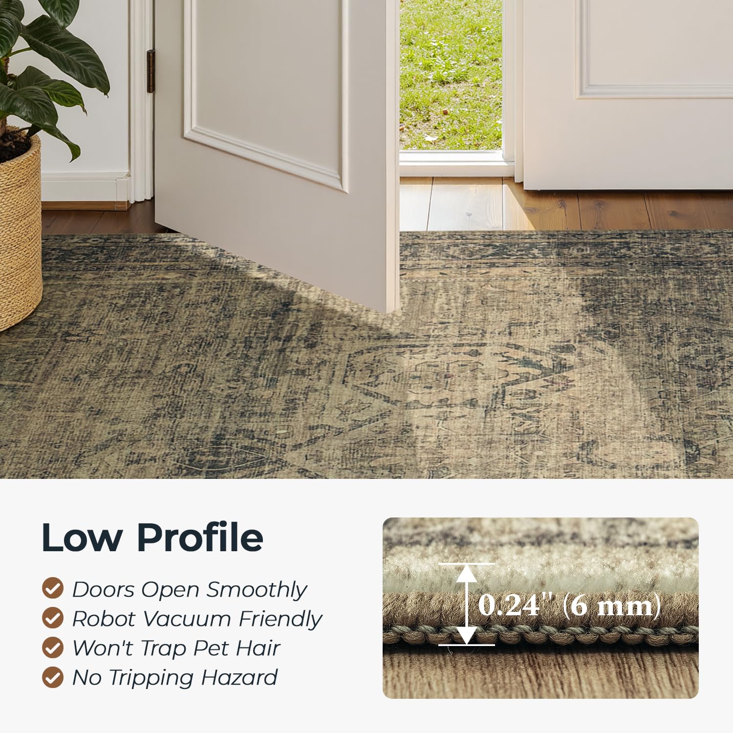 Vesper Collection · Brown Washable Area Rug