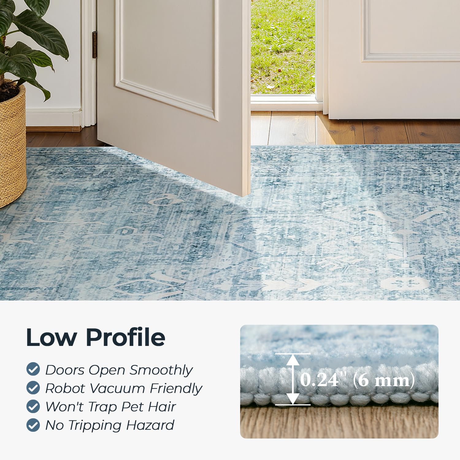 Vesper Collection · Blue Washable Area Rug