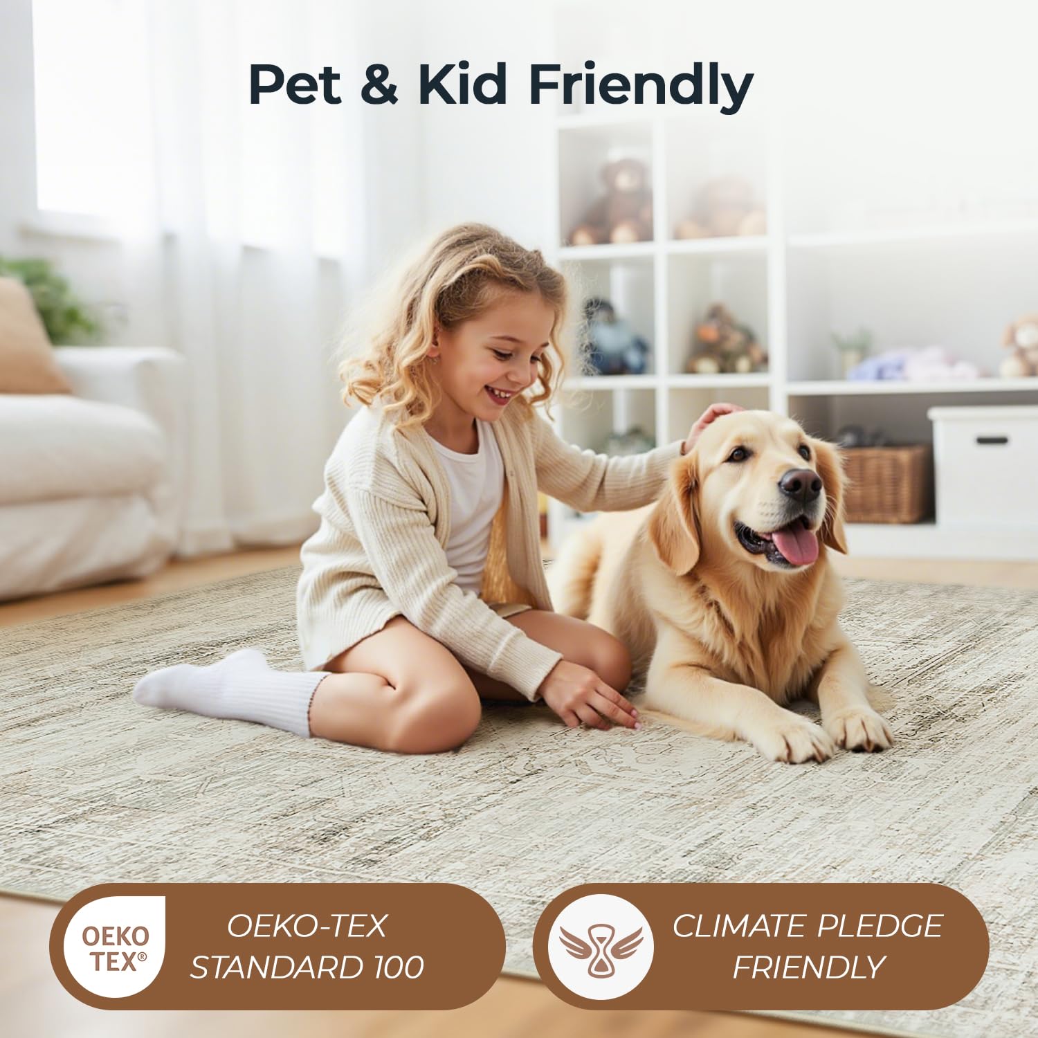 Vesper Collection · Beige Washable Area Rug