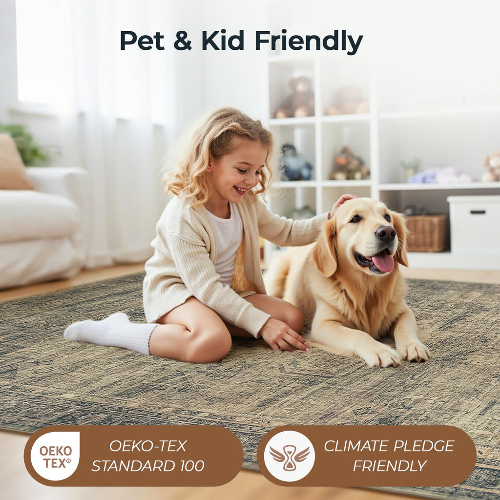 Vesper Collection · Brown Washable Area Rug