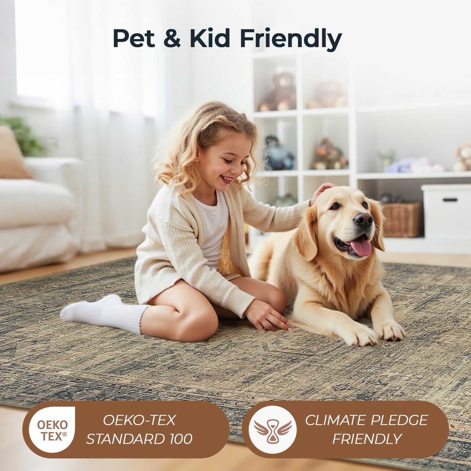 Vesper Collection · Brown Washable Area Rug