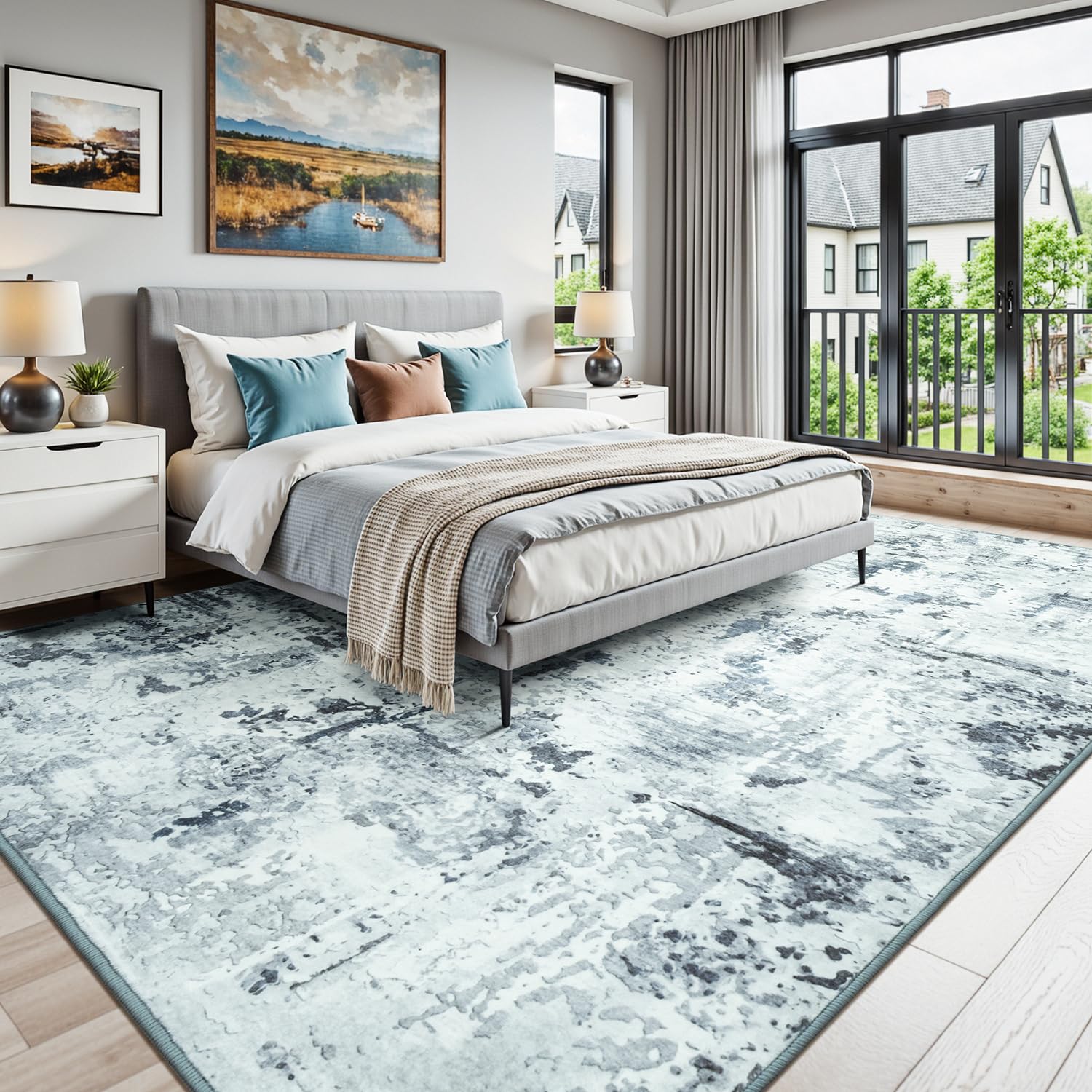 Speckle Collection · Blue Grey Washable Area Rug