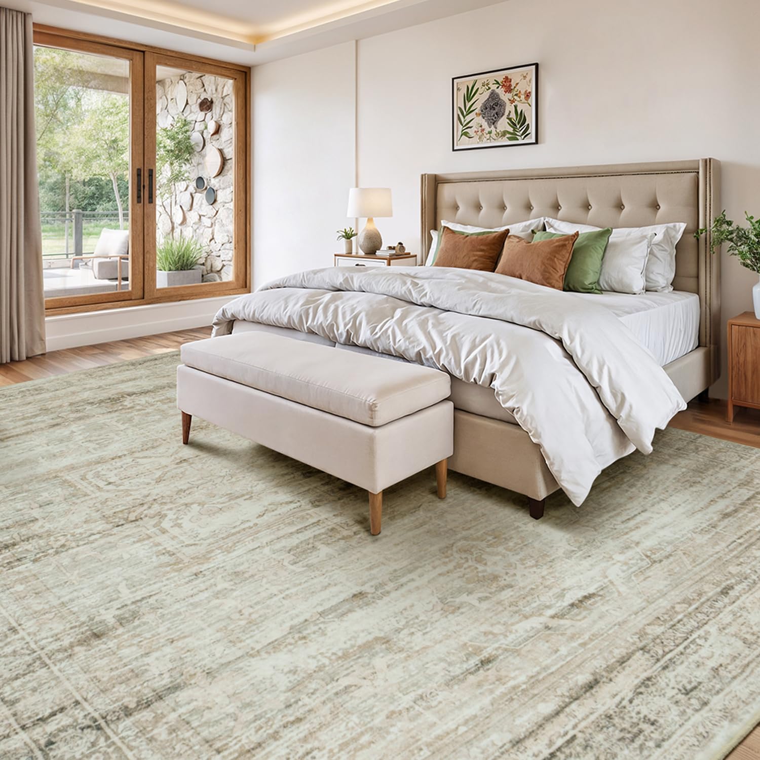 Vesper Collection · Beige Washable Area Rug