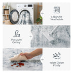 Vesper Collection · Grey Blue Washable Area Rug