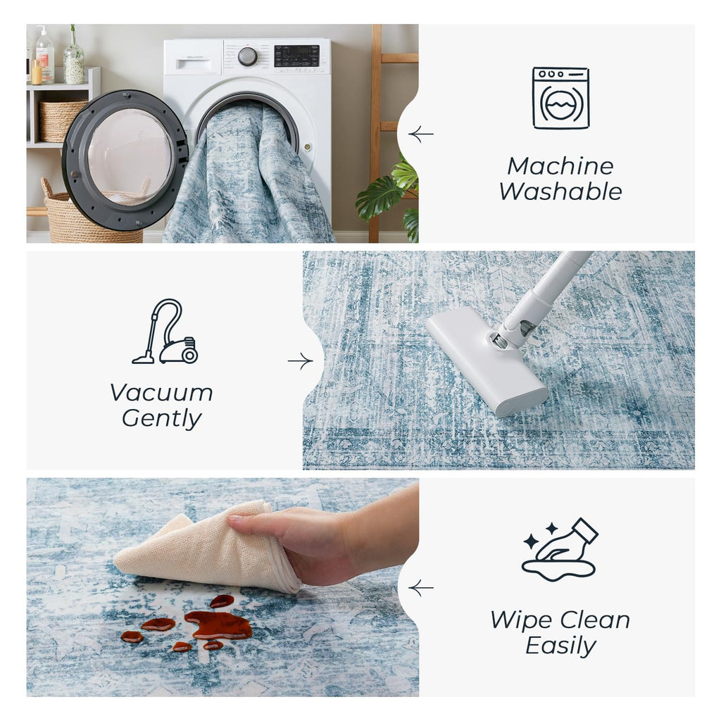 Vesper Collection · Blue Washable Area Rug